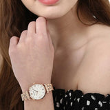 Buy Shop Emporio Armani Mother of Pearl Dial Rose Gold Steel Strap Watch For Women - AR11110 USA Online