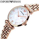 Buy Shop Emporio Armani Mother of Pearl Dial Rose Gold Steel Strap Watch For Women - AR11110 USA Online