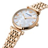 Buy Shop Emporio Armani Mother of Pearl Dial Rose Gold Steel Strap Watch For Women - AR11110 USA Online