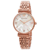 Buy Shop Emporio Armani Mother of Pearl Dial Rose Gold Steel Strap Watch For Women - AR11110 USA Online