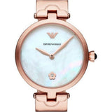 Buy Shop Emporio Armani Mother of Pearl Dial Rose Gold Steel Strap Watch For Women - AR11236 USA Online