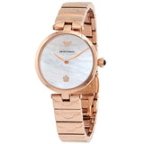 Buy Shop Emporio Armani Mother of Pearl Dial Rose Gold Steel Strap Watch For Women - AR11236 USA Online