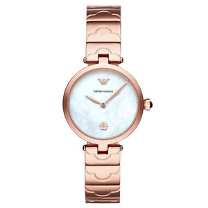 Buy Shop Emporio Armani Mother of Pearl Dial Rose Gold Steel Strap Watch For Women - AR11236 USA Online