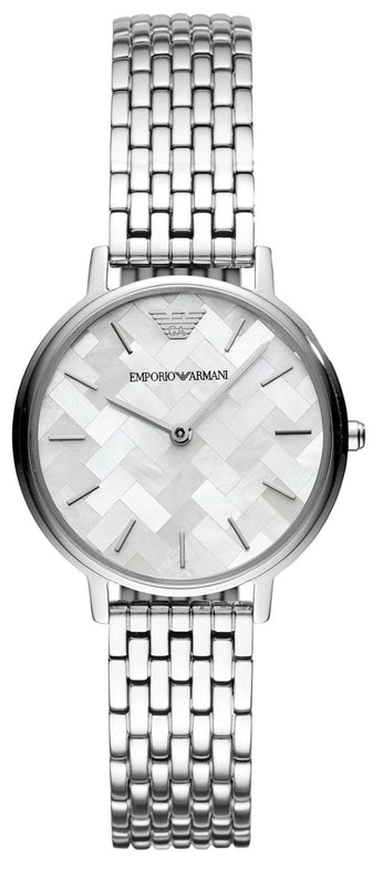 Buy Shop Emporio Armani Mother of Pearl Dial Silver Steel Strap Watch For Women - AR11112 USA Online