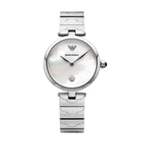 Buy Shop Emporio Armani Mother of Pearl Dial Silver Steel Strap Watch For Women - AR11235 USA Online