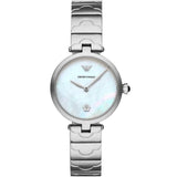 Buy Shop Emporio Armani Mother of Pearl Dial Silver Steel Strap Watch For Women - AR11235 USA Online