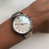 Buy Shop Emporio Armani Mother of Pearl Dial Two Tone Stainless Steel Watch For Women - AR11094 USA Online