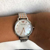 Buy Shop Emporio Armani Mother of Pearl Dial Two Tone Stainless Steel Watch For Women - AR11094 USA Online