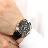 Buy Shop Emporio Armani Paolo Chronograph Black Dial Black Leather Strap Watch For Men - AR11530 USA Online