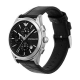 Buy Shop Emporio Armani Paolo Chronograph Black Dial Black Leather Strap Watch For Men - AR11530 USA Online