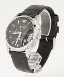 Buy Shop Emporio Armani Paolo Chronograph Black Dial Black Leather Strap Watch For Men - AR11530 USA Online