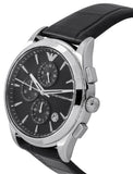 Buy Shop Emporio Armani Paolo Chronograph Black Dial Black Leather Strap Watch For Men - AR11530 USA Online