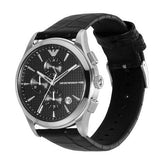Buy Shop Emporio Armani Paolo Chronograph Black Dial Black Leather Strap Watch For Men - AR11530 USA Online