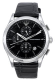 Buy Shop Emporio Armani Paolo Chronograph Black Dial Black Leather Strap Watch For Men - AR11530 USA Online