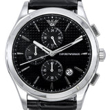 Buy Shop Emporio Armani Paolo Chronograph Black Dial Black Leather Strap Watch For Men - AR11530 USA Online