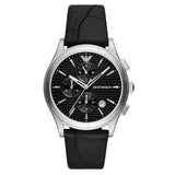 Buy Shop Emporio Armani Paolo Chronograph Black Dial Black Leather Strap Watch For Men - AR11530 USA Online