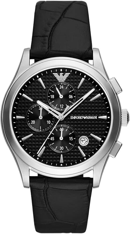 Buy Shop Emporio Armani Paolo Chronograph Black Dial Black Leather Strap Watch For Men - AR11530 USA Online