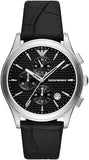 Buy Shop Emporio Armani Paolo Chronograph Black Dial Black Leather Strap Watch For Men - AR11530 USA Online