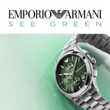 Buy Shop Emporio Armani Paolo Chronograph Green Dial Silver Steel Strap Watch For Men - AR11529 USA Online