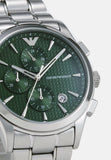 Buy Shop Emporio Armani Paolo Chronograph Green Dial Silver Steel Strap Watch For Men - AR11529 USA Online