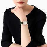 Buy Shop Emporio Armani Pro Planet Analog Silver Dial Green Leather Strap Watch For Women - AR11517 USA Online