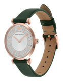Buy Shop Emporio Armani Pro Planet Analog Silver Dial Green Leather Strap Watch For Women - AR11517 USA Online
