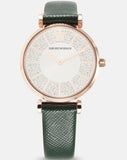 Buy Shop Emporio Armani Pro Planet Analog Silver Dial Green Leather Strap Watch For Women - AR11517 USA Online