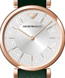 Buy Shop Emporio Armani Pro Planet Analog Silver Dial Green Leather Strap Watch For Women - AR11517 USA Online