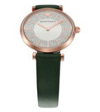 Buy Shop Emporio Armani Pro Planet Analog Silver Dial Green Leather Strap Watch For Women - AR11517 USA Online