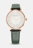 Buy Shop Emporio Armani Pro Planet Analog Silver Dial Green Leather Strap Watch For Women - AR11517 USA Online
