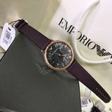 Buy Shop Emporio Armani Quartz Grey Dial Brown Leather Strap Watch For Women - AR11172 USA Online