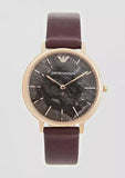Buy Shop Emporio Armani Quartz Grey Dial Brown Leather Strap Watch For Women - AR11172 USA Online