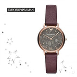 Buy Shop Emporio Armani Quartz Grey Dial Brown Leather Strap Watch For Women - AR11172 USA Online