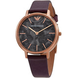 Buy Shop Emporio Armani Quartz Grey Dial Brown Leather Strap Watch For Women - AR11172 USA Online