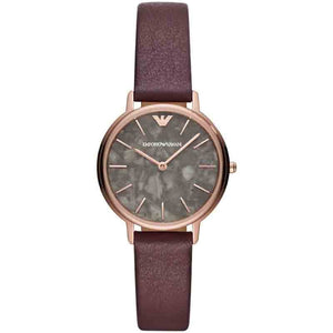 Buy Shop Emporio Armani Quartz Grey Dial Brown Leather Strap Watch For Women - AR11172 USA Online