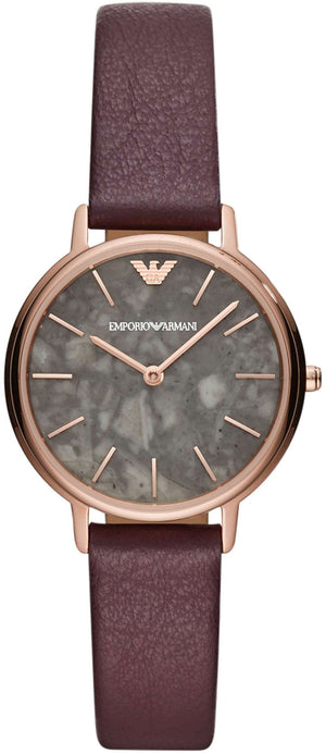 Buy Shop Emporio Armani Quartz Grey Dial Brown Leather Strap Watch For Women - AR11172 USA Online