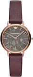 Buy Shop Emporio Armani Quartz Grey Dial Brown Leather Strap Watch For Women - AR11172 USA Online