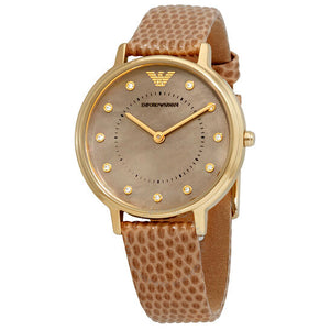 Buy Shop Emporio Armani Kappa Quartz Mother of Pearl Taupe Dial Brown Leather Strap Watch For Men - AR11151 USA Online