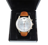 Buy Shop Emporio Armani Quartz Silver Dial Brown Leather Strap Watch For Men - AR11043 USA Online