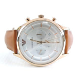 Buy Shop Emporio Armani Quartz Silver Dial Brown Leather Strap Watch For Men - AR11043 USA Online