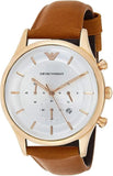 Buy Shop Emporio Armani Quartz Silver Dial Brown Leather Strap Watch For Men - AR11043 USA Online