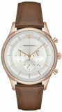 Buy Shop Emporio Armani Quartz Silver Dial Brown Leather Strap Watch For Men - AR11043 USA Online
