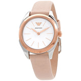 Emporio Armani Valeria Quartz White Dial Beige Leather Strap Watch For Women - AR11031