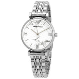 Buy Shop Emporio Armani Gianni T Bar White Marble Dial Silver Steel Strap Watch For Women - AR11170 USA Online