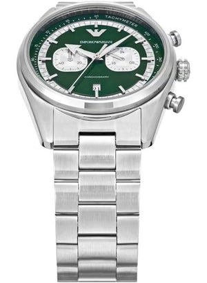Buy Shop Emporio Armani Racer Chronograph Green Dial Silver Steel Strap Watch for Men - AR11637 USA Online