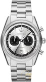 Buy Shop Emporio Armani Racer Chronograph Silver Dial Silver Steel Strap Watch for Men - AR11636 USA Online