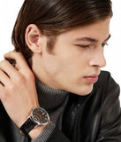 Buy Shop Emporio Armani Renato Analog Black Dial Black Leather Strap Watch For Men - AR11186 USA Online