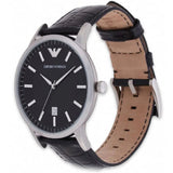 Buy Shop Emporio Armani Renato Analog Black Dial Black Leather Strap Watch For Men - AR11186 USA Online