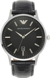 Buy Shop Emporio Armani Renato Analog Black Dial Black Leather Strap Watch For Men - AR11186 USA Online
