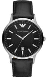 Buy Shop Emporio Armani Renato Analog Black Dial Black Leather Strap Watch For Men - AR11186 USA Online